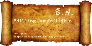 Báling Aurélián névjegykártya